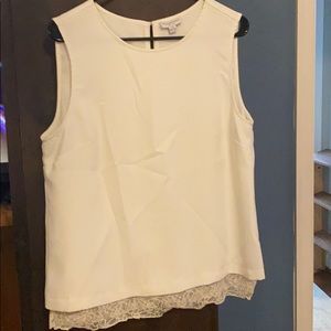 White blouse with cream lace detail